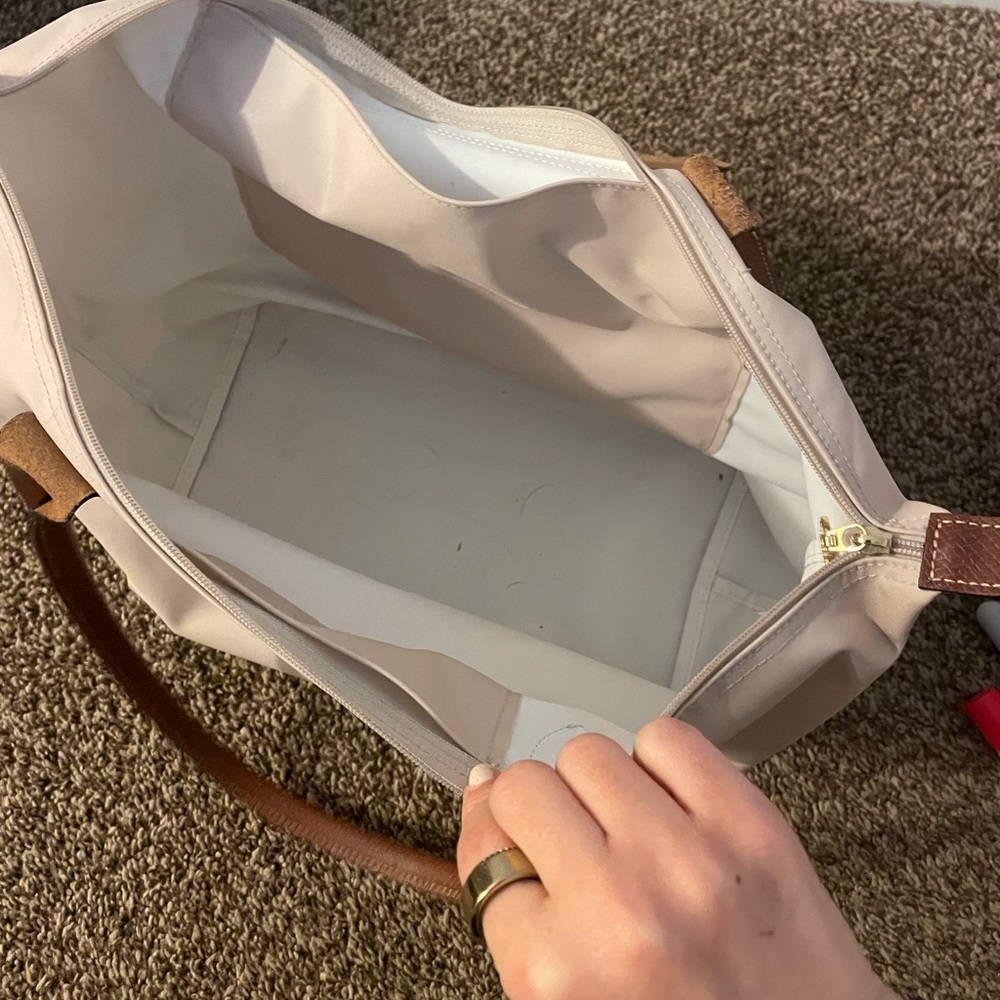 Brown Trim Cream Tote Bag - Picture 6 of 7